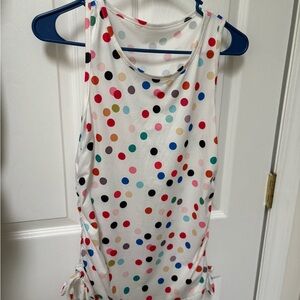 SHEIN White Top with Pink and Gray Polka Dots